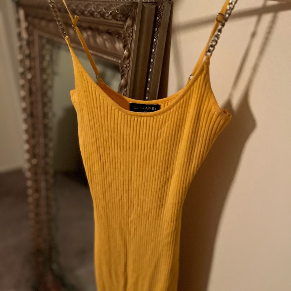 JLIX LABEL Yellow ribbed midi dress